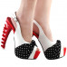 SHOW STORY Vintage Red White Black Polka Dots Slingback Gladiator Platform Bone Heels Club Pumps