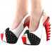 SHOW STORY Vintage Red White Black Polka Dots Slingback Gladiator Platform Bone Heels Club Pumps