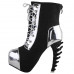 SHOW STORY Cool Dark Grey Silver Two Tone Lace-Up High-top Bone Heels Platform Ankle Boots