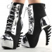 SHOW STORY Cool Dark Grey Silver Two Tone Lace-Up High-top Bone Heels Platform Ankle Boots