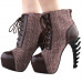 SHOW STORY Vintage Brown Two Tone Lace-Up High-top Bone Heels Platform Ankle Boots