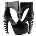 SHOW STORY Retro Black Metal Zip Peep Toe Gladiator Platform Bone Heels Sandals