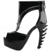 SHOW STORY Retro Black Metal Zip Peep Toe Gladiator Platform Bone Heels Sandals