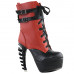 SHOW STORY Cool Brown Black Two Tone Lace-Up Buckle High-top Bone Heels Platform Ankle Boots