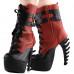 SHOW STORY Cool Brown Black Two Tone Lace-Up Buckle High-top Bone Heels Platform Ankle Boots