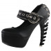 SHOW STORY Retro Black Buckle Metal Chain Zip Mary-Jane Gladiator Platform Bone Heels Pumps LF80715BK