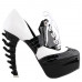 SHOW STORY Retro Black White Two Tone Lace-Up Gladiator Platform Bone Heels Shoes