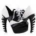 SHOW STORY Retro Black White Two Tone Lace-Up Gladiator Platform Bone Heels Shoes