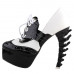 SHOW STORY Retro Black White Two Tone Lace-Up Gladiator Platform Bone Heels Shoes