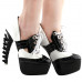 SHOW STORY Retro Black White Two Tone Lace-Up Gladiator Platform Bone Heels Shoes