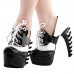 SHOW STORY Retro Black White Two Tone Lace-Up Gladiator Platform Bone Heels Shoes