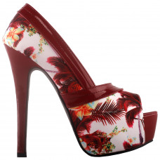 SHOW STORY Multicoloured Floral Pattern Bow Peeptoe Platform Party Pumps