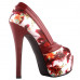 SHOW STORY Multicoloured Floral Pattern Bow Peeptoe Platform Party Pumps