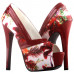 SHOW STORY Multicoloured Floral Pattern Bow Peeptoe Platform Party Pumps