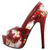 SHOW STORY Multicoloured Floral Pattern Bow Peeptoe Platform Party Pumps