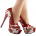 SHOW STORY Multicoloured Floral Pattern Bow Peeptoe Platform Party Pumps