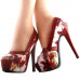 SHOW STORY Multicoloured Floral Pattern Bow Peeptoe Platform Party Pumps