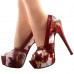 SHOW STORY Multicoloured Floral Pattern Bow Peeptoe Platform Party Pumps