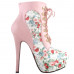 Show Story Black/Pink/Purple Lace Up Stiletto Heel Gothic Ankle Boots,LF80831