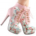 Show Story Black/Pink/Purple Lace Up Stiletto Heel Gothic Ankle Boots,LF80831
