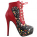 Show Story Black/Pink/Purple Lace Up Stiletto Heel Gothic Ankle Boots,LF80831