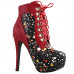Show Story Black/Pink/Purple Lace Up Stiletto Heel Gothic Ankle Boots,LF80831