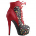 Show Story Black/Pink/Purple Lace Up Stiletto Heel Gothic Ankle Boots,LF80831