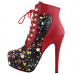 Show Story Black/Pink/Purple Lace Up Stiletto Heel Gothic Ankle Boots,LF80831