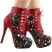 Show Story Black/Pink/Purple Lace Up Stiletto Heel Gothic Ankle Boots,LF80831