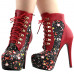 Show Story Black/Pink/Purple Lace Up Stiletto Heel Gothic Ankle Boots,LF80831