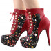 Show Story Black/Pink/Purple Lace Up Stiletto Heel Gothic Ankle Boots,LF80831
