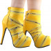 Punk Zip Gothic Round Toe Platform Stiletto Ankle Boots Pumps