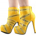 Punk Zip Gothic Round Toe Platform Stiletto Ankle Boots Pumps