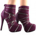 Punk Zip Gothic Round Toe Platform Stiletto Ankle Boots Pumps