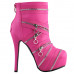 Punk Zip Gothic Round Toe Platform Stiletto Ankle Boots Pumps