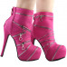 Punk Zip Gothic Round Toe Platform Stiletto Ankle Boots Pumps