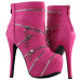 Punk Zip Gothic Round Toe Platform Stiletto Ankle Boots Pumps