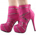 Punk Zip Gothic Round Toe Platform Stiletto Ankle Boots Pumps