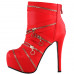 Punk Zip Gothic Round Toe Platform Stiletto Ankle Boots Pumps