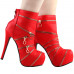 Punk Zip Gothic Round Toe Platform Stiletto Ankle Boots Pumps