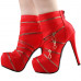 Punk Zip Gothic Round Toe Platform Stiletto Ankle Boots Pumps