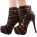 Punk Zip Gothic Round Toe Platform Stiletto Ankle Boots Pumps