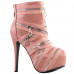 Punk Zip Gothic Round Toe Platform Stiletto Ankle Boots Pumps