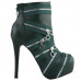 Punk Zip Gothic Round Toe Platform Stiletto Ankle Boots Pumps