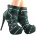 Punk Zip Gothic Round Toe Platform Stiletto Ankle Boots Pumps