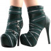 Punk Zip Gothic Round Toe Platform Stiletto Ankle Boots Pumps