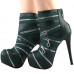 Punk Zip Gothic Round Toe Platform Stiletto Ankle Boots Pumps