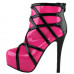 Show Story Punk Red Black Strappy Platform Stiletto Ankle Bootie Boots