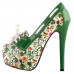 SHOW STORY Retro Floral Print Lace-Up Platform High Heel Stiletto Pumps