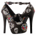 SHOW STORY Women Sexy Skull Print Ankle Strap Platform Stiletto Heel Dress Pumps